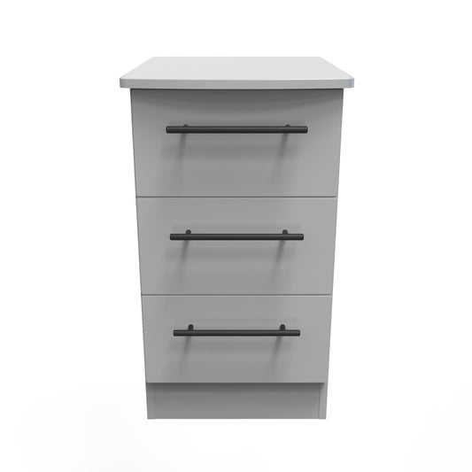 Beverley Bedside Table Grey 3 Drawers 70cm
