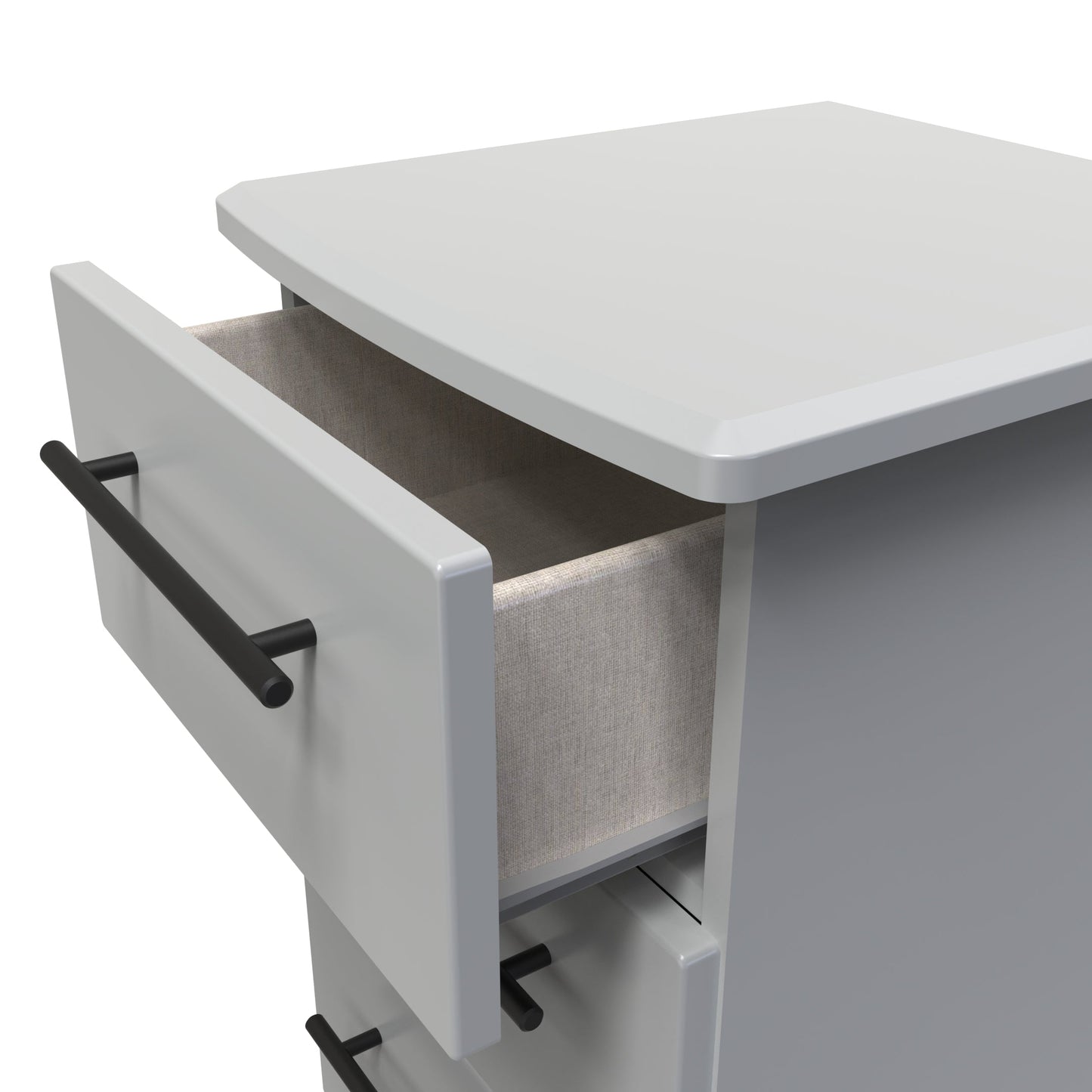 Beverley Bedside Table Grey 3 Drawers 70cm