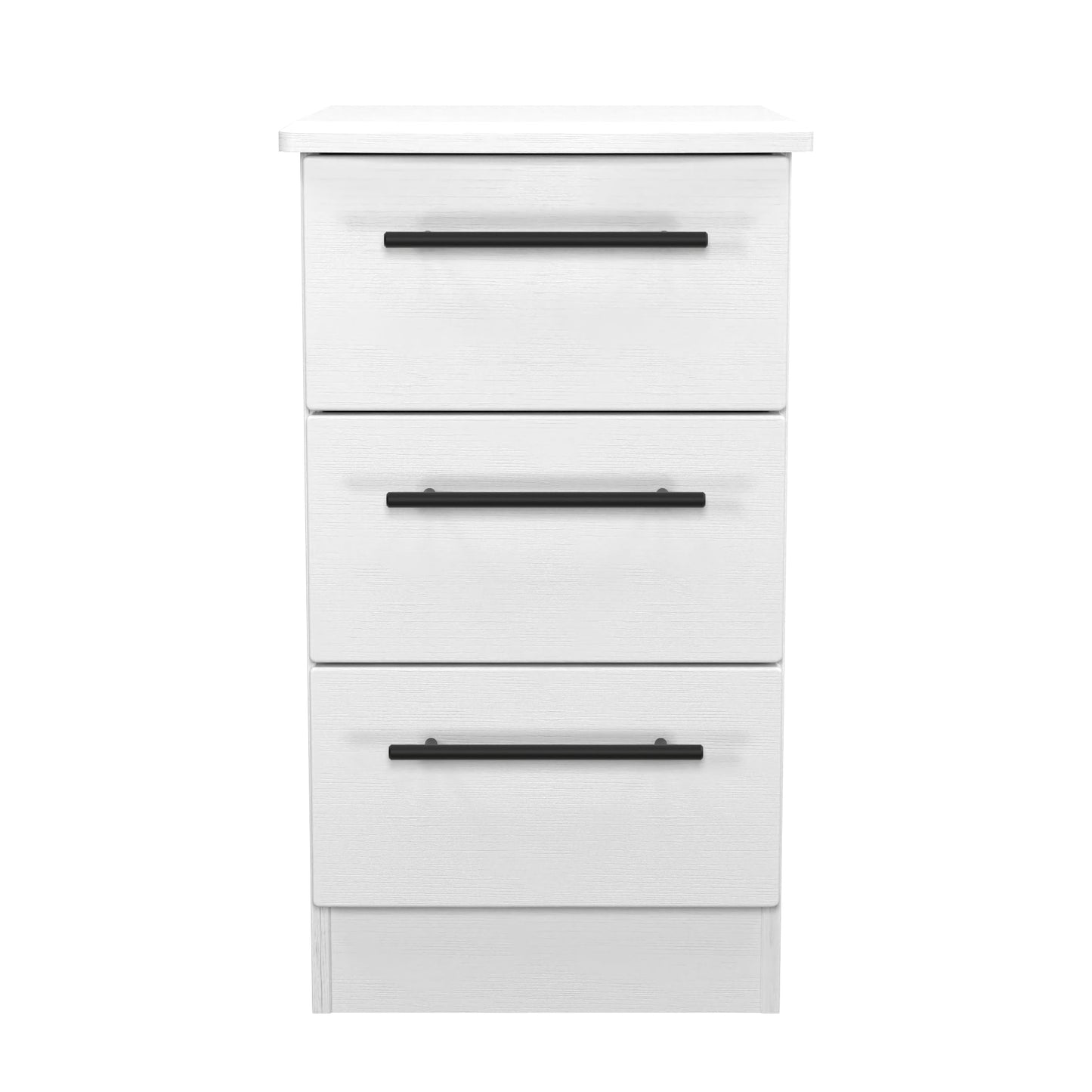Beverley Bedside Table White 3 Drawers 70cm