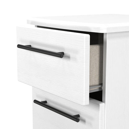 Beverley Bedside Table White 3 Drawers 70cm
