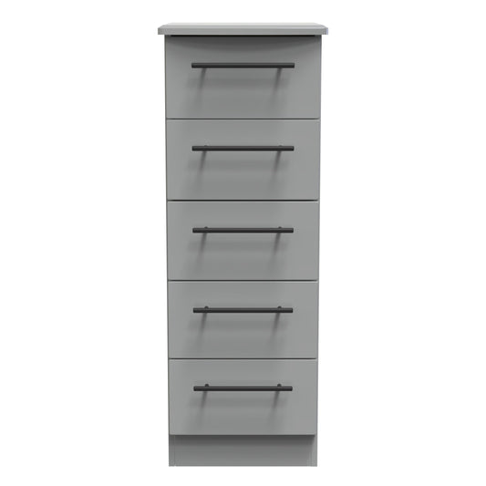 Beverley Tall Tallboy Grey 5 Drawers 108cm