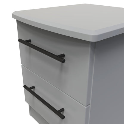 Beverley Bedside Table Grey 2 Drawers 51cm