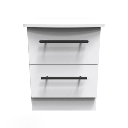 Beverley Bedside Table White 2 Drawers 51cm