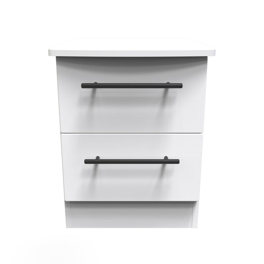 Beverley Bedside Table White 2 Drawers 51cm