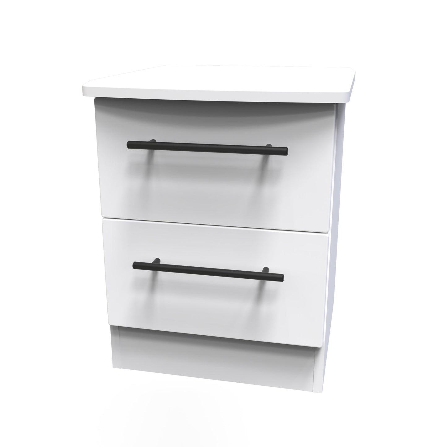 Beverley Bedside Table White 2 Drawers 51cm