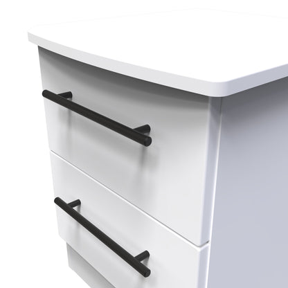 Beverley Bedside Table White 2 Drawers 51cm