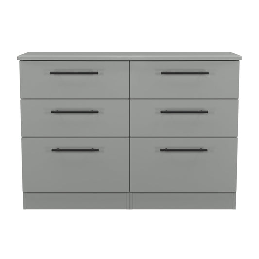 Beverley Large Chest of Drawers Grey 6 Drawers 112cm