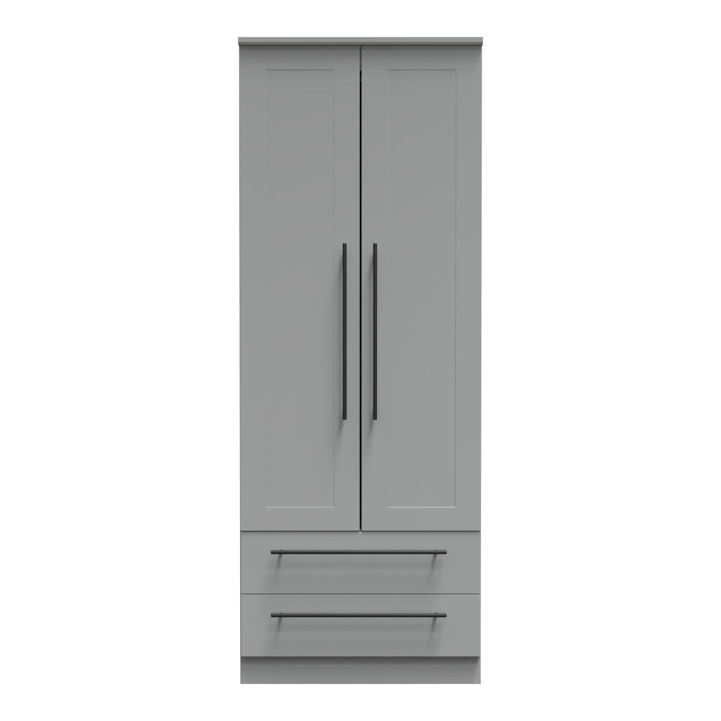 Beverley Tall Wardrobe Grey 2 Doors 2 Drawers 196cm
