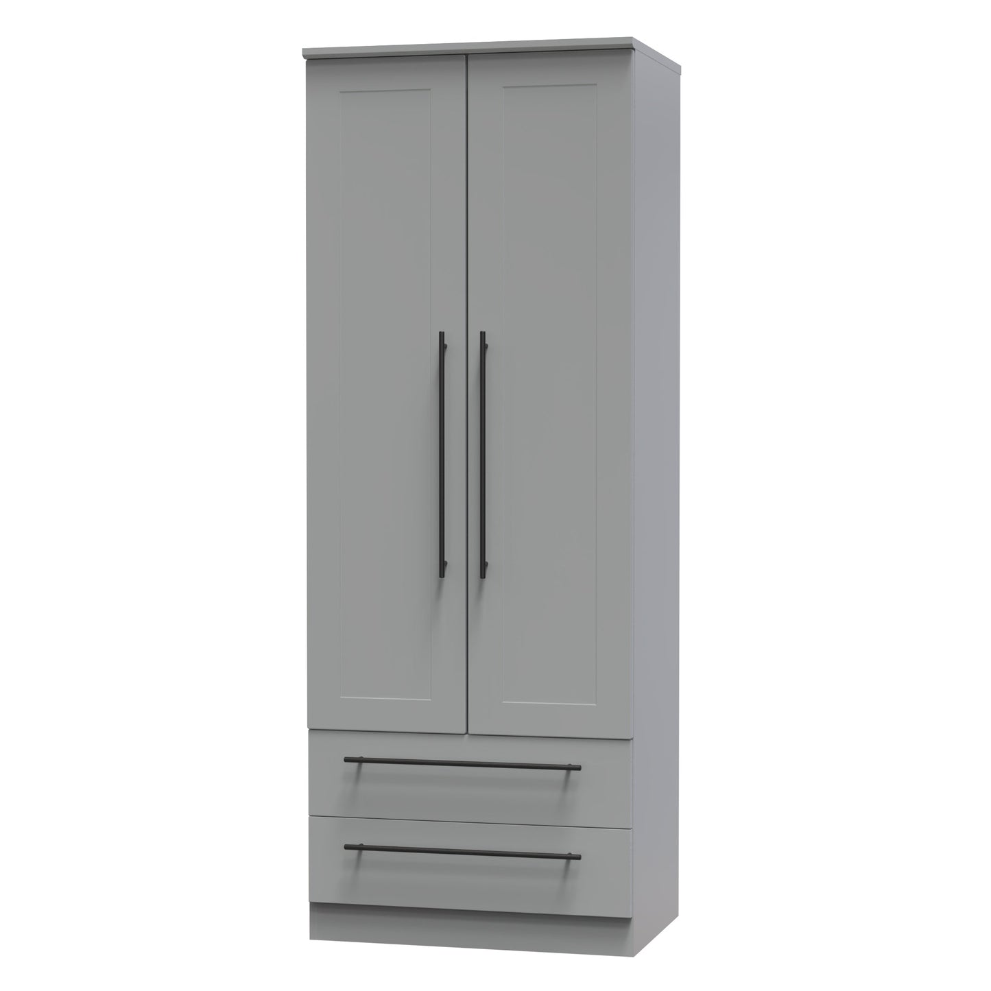 Beverley Tall Wardrobe Grey 2 Doors 2 Drawers 196cm