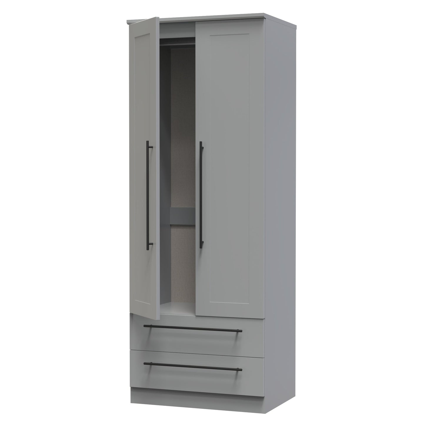 Beverley Tall Wardrobe Grey 2 Doors 2 Drawers 196cm