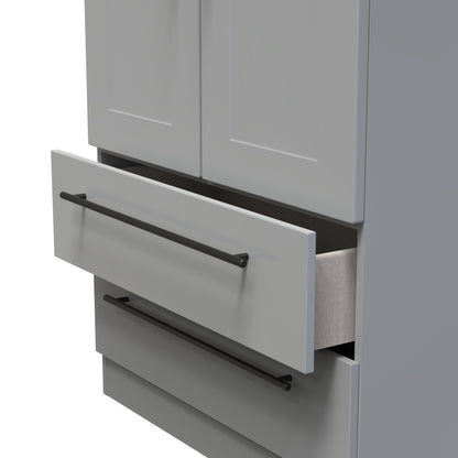 Beverley Tall Wardrobe Grey 2 Doors 2 Drawers 196cm