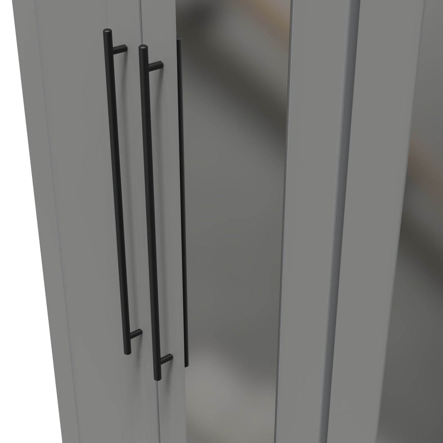 Beverley Tall Mirror Wardrobe Grey 4 Doors 1 Shelf 196cm