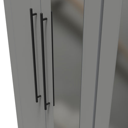 Beverley Tall Mirror Wardrobe Grey 4 Doors 1 Shelf 196cm