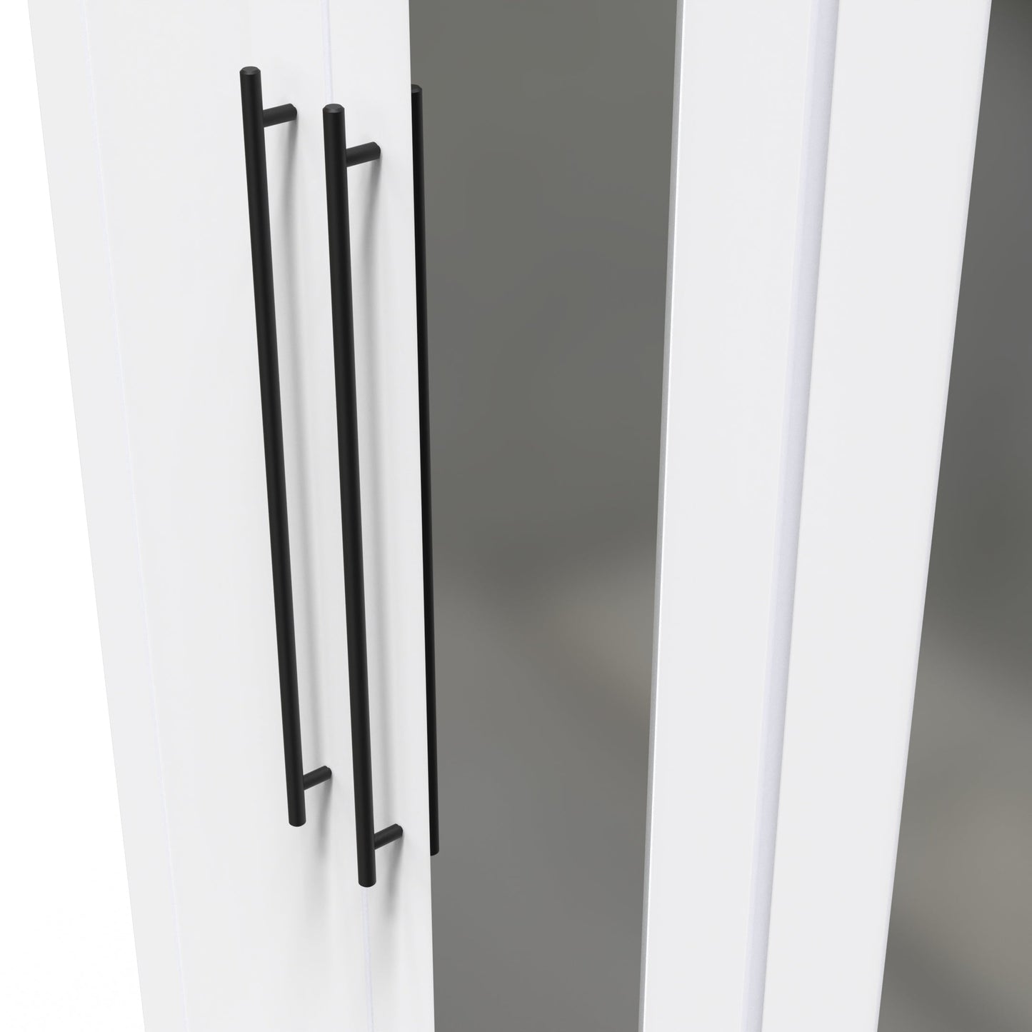 Beverley Tall Mirror Wardrobe White 4 Doors 1 Shelf 196cm