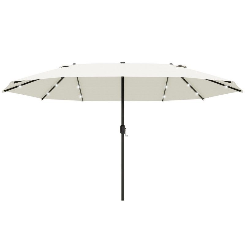 4.4M Double Sided Sun Umbrella Patio Parasol Led Solar Lights Cream