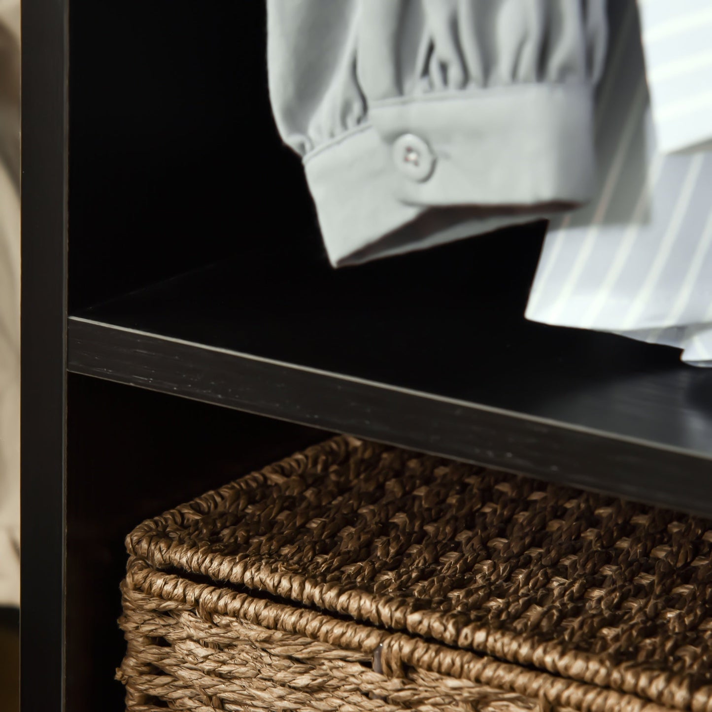 Rolling Open Wardrobe w/ Hanging Rod Storage Shelves Closet Organizer