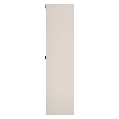 Bora Tall Wardrobe Oak & Off-White 2 Doors 6 Shelves 1 Drawer 196cm