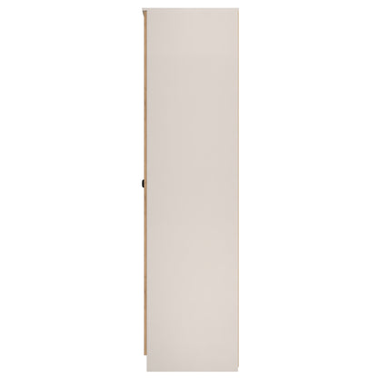 Bora Tall Wardrobe Oak & Off-White 3 Doors 6 Shelves 196cm