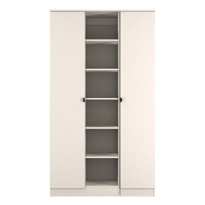 Bora Tall Wardrobe Off-White 3 Doors 6 Shelves 196cm