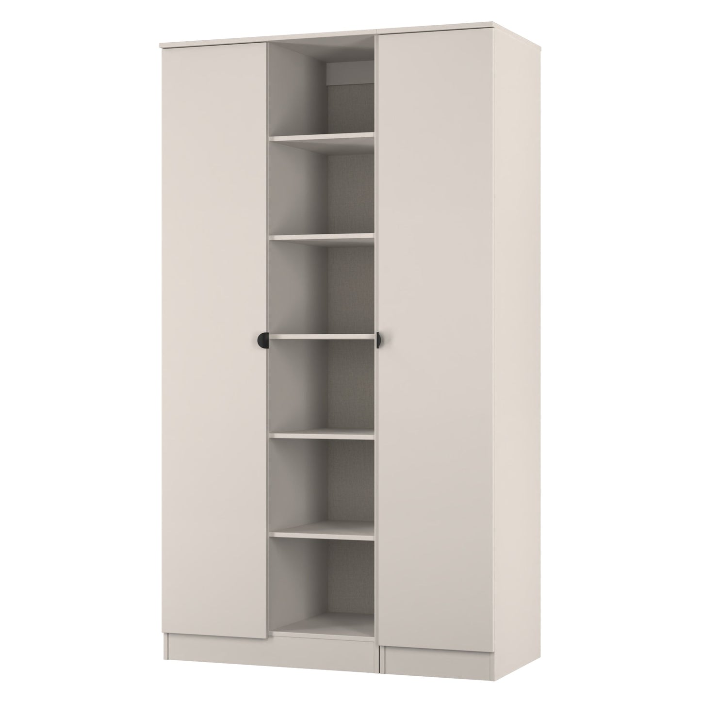 Bora Tall Wardrobe Off-White 3 Doors 6 Shelves 196cm