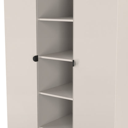 Bora Tall Wardrobe Off-White 3 Doors 6 Shelves 196cm