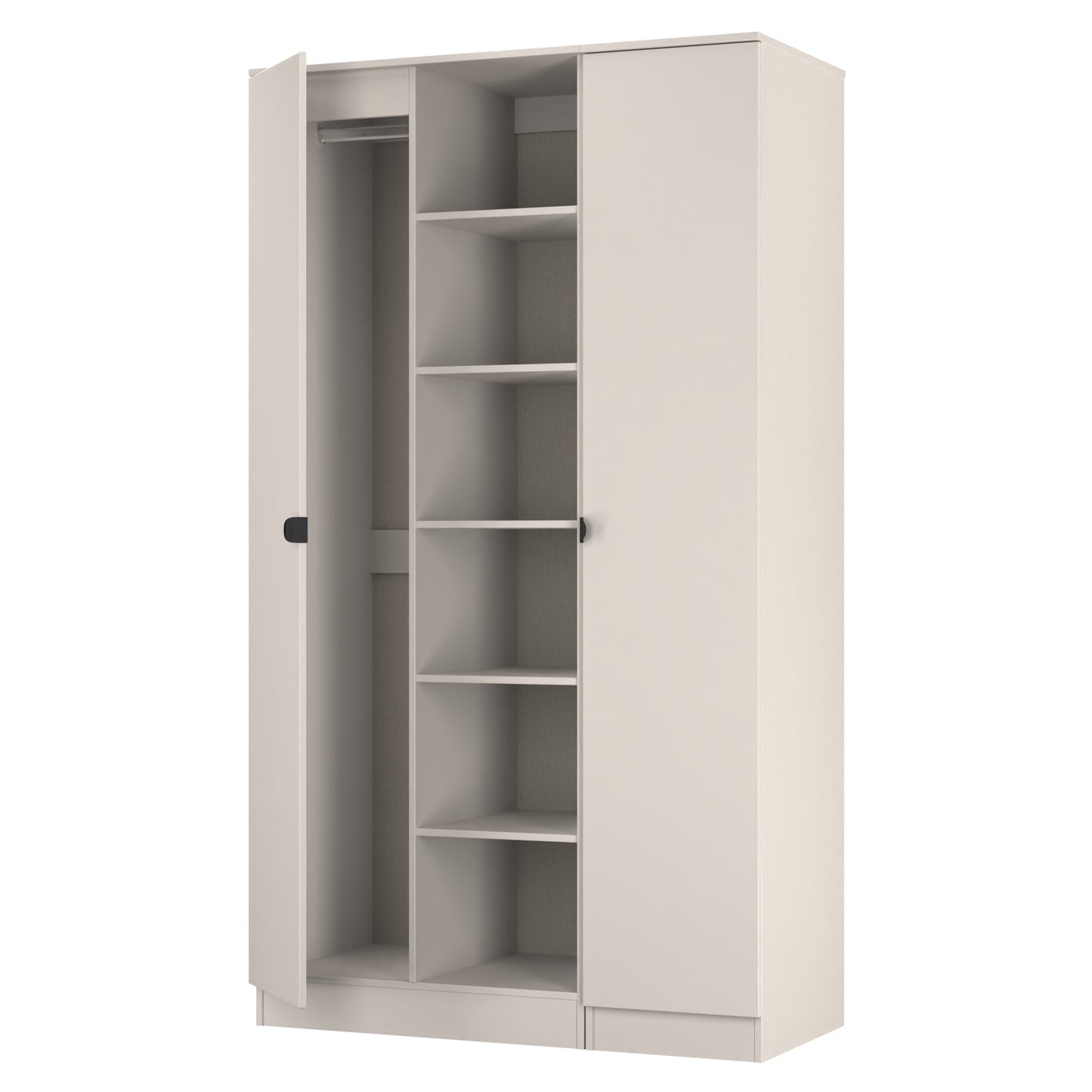Bora Tall Wardrobe Off-White 3 Doors 6 Shelves 196cm