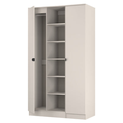 Bora Tall Wardrobe Off-White 3 Doors 6 Shelves 196cm