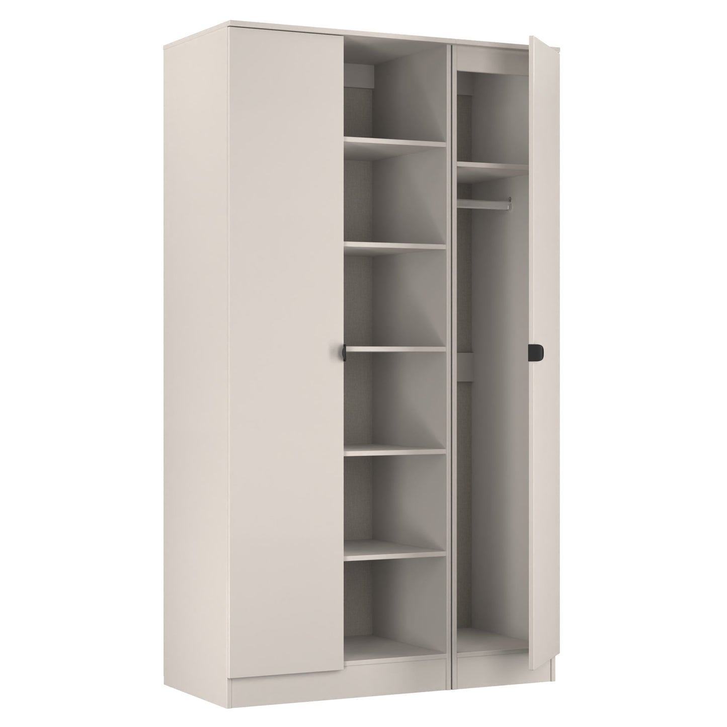 Bora Tall Wardrobe Off-White 3 Doors 6 Shelves 196cm