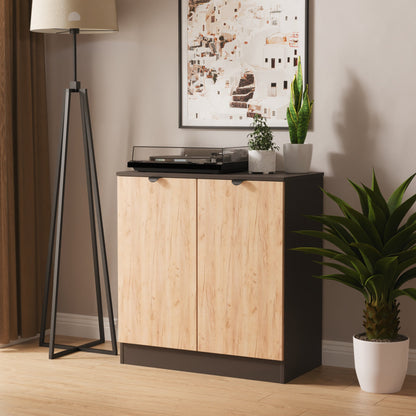 Bora Cabinet Oak & Dark Grey 2 Doors 1 Shelf 79cm