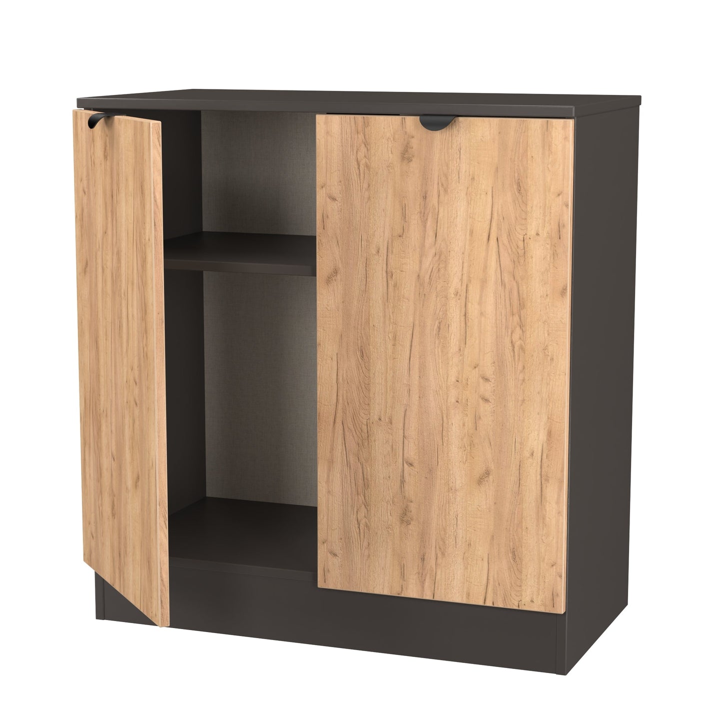 Bora Cabinet Oak & Dark Grey 2 Doors 1 Shelf 79cm