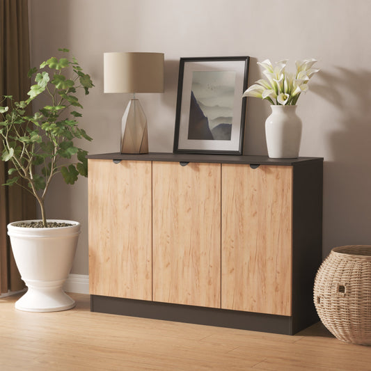Bora Large Sideboard Gold & Dark Grey 3 Doors 1 Shelf 110cm