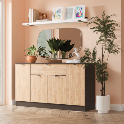 Bora Large Sideboard Gold & Dark Grey 4 Doors 2 Shelves 1 Drawer 144cm