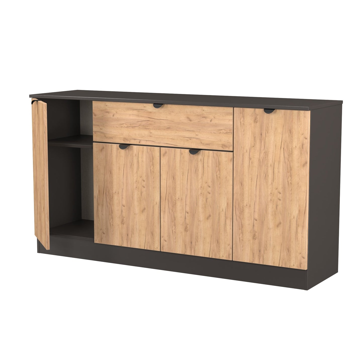 Bora Large Sideboard Gold & Dark Grey 4 Doors 2 Shelves 1 Drawer 144cm