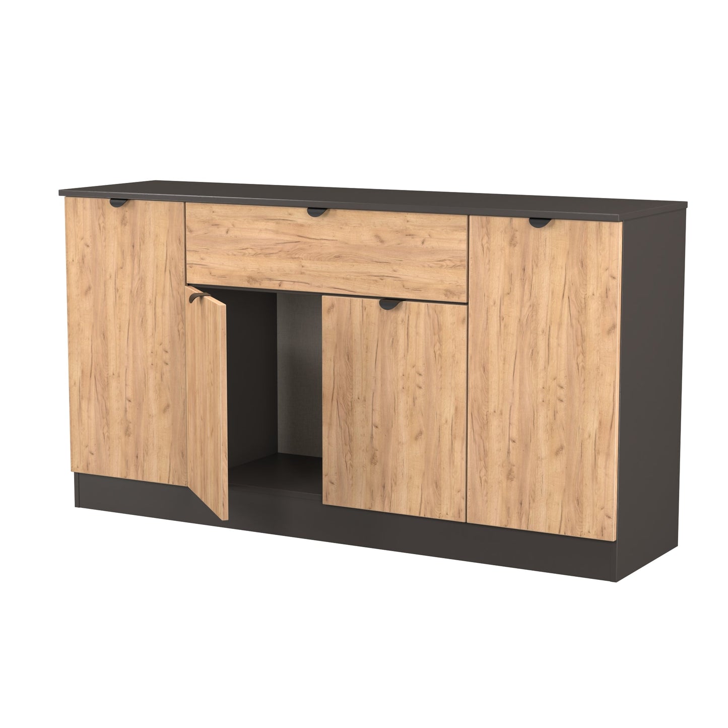 Bora Large Sideboard Gold & Dark Grey 4 Doors 2 Shelves 1 Drawer 144cm