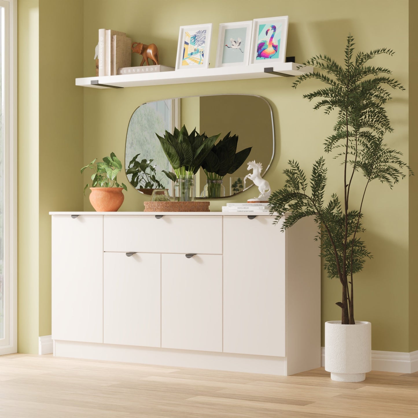 Bora Large Sideboard Off-White 4 Doors 2 Shelves 1 Drawer 144cm