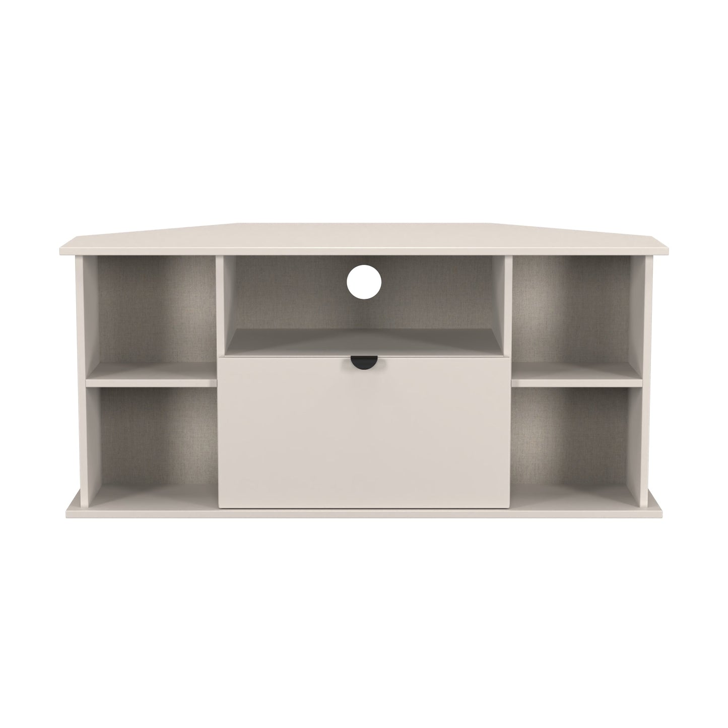 Bora Corner Corner TV Unit Off-White 4 Shelves 1 Drawer 110cm