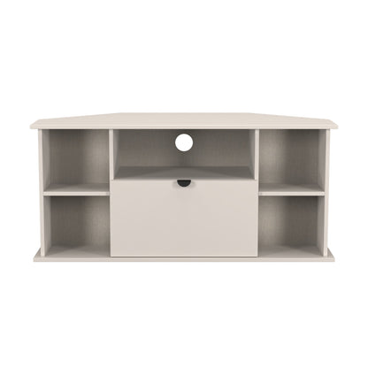 Bora Corner Corner TV Unit Off-White 4 Shelves 1 Drawer 110cm