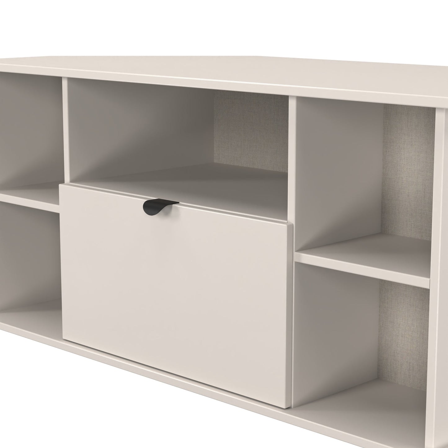Bora Corner Corner TV Unit Off-White 4 Shelves 1 Drawer 110cm