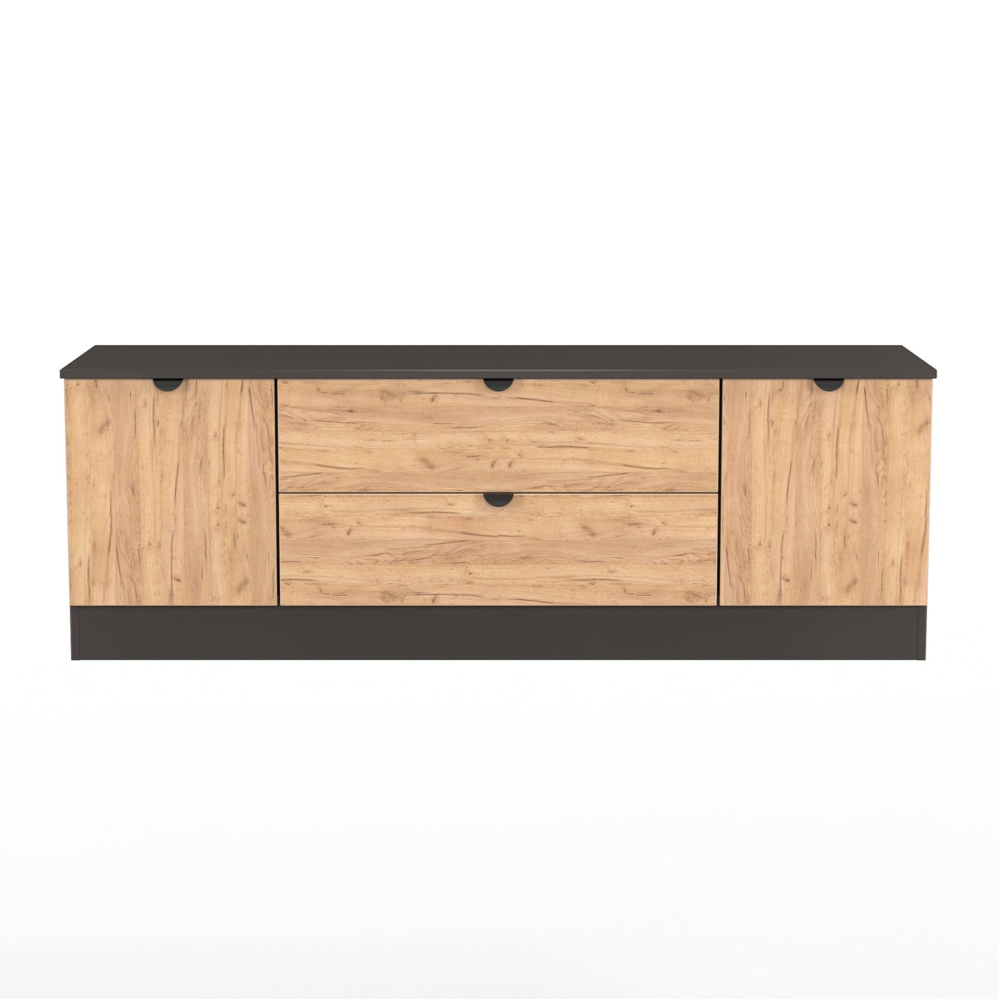 Bora TV Unit Oak & Dark Grey 2 Drawers 2 Doors 144cm