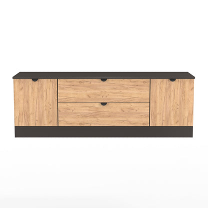 Bora TV Unit Oak & Dark Grey 2 Drawers 2 Doors 144cm