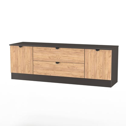 Bora TV Unit Oak & Dark Grey 2 Drawers 2 Doors 144cm
