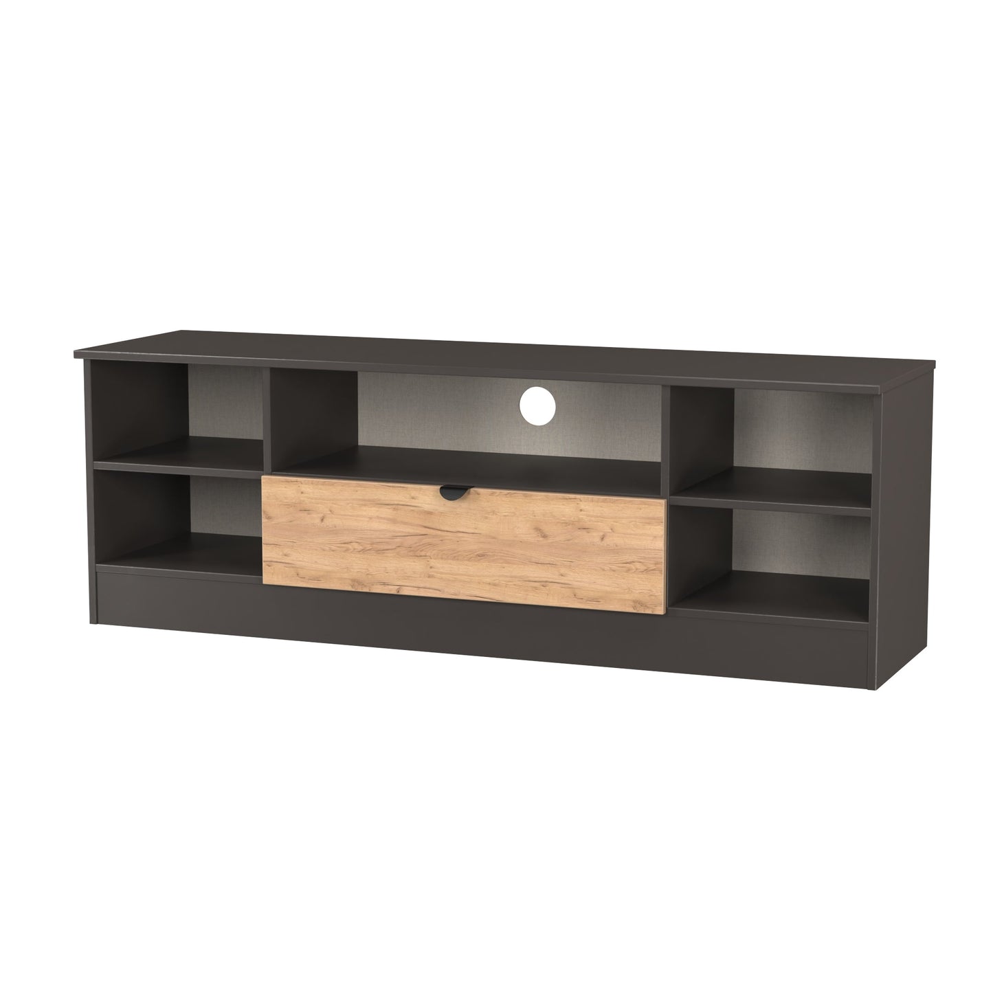 Bora TV Unit Gold & Dark Grey 5 Shelves 1 Drawer 144cm