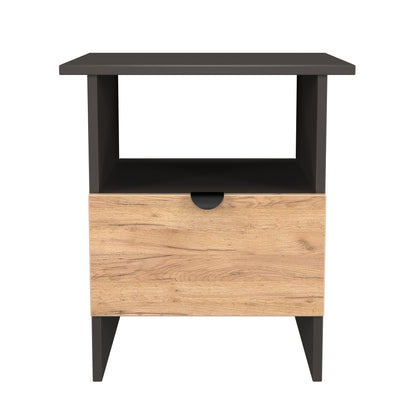 Bora Side Table Gold & Dark Grey 1 Shelf 1 Drawer 50cm