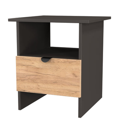 Bora Side Table Gold & Dark Grey 1 Shelf 1 Drawer 50cm