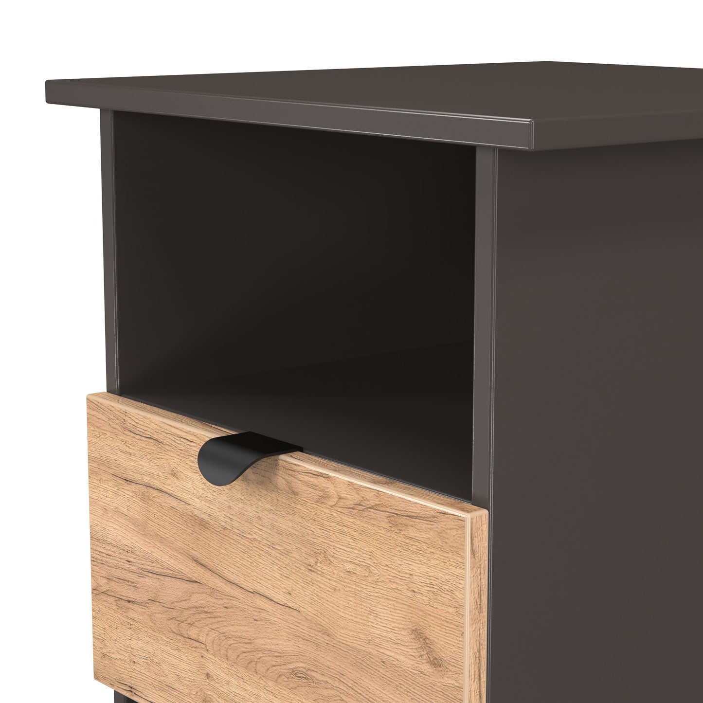 Bora Side Table Gold & Dark Grey 1 Shelf 1 Drawer 50cm