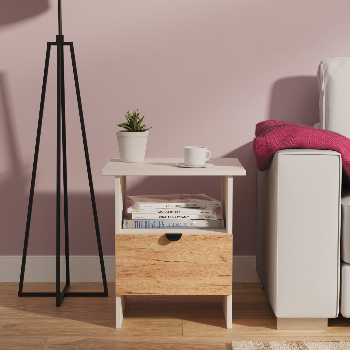 Bora Side Table Not Applicable 1 Shelf 1 Drawer 50cm
