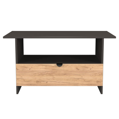 Bora Coffee Table Gold & Dark Grey 1 Shelf 1 Drawer 93cm