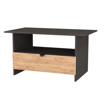 Bora Coffee Table Gold & Dark Grey 1 Shelf 1 Drawer 93cm