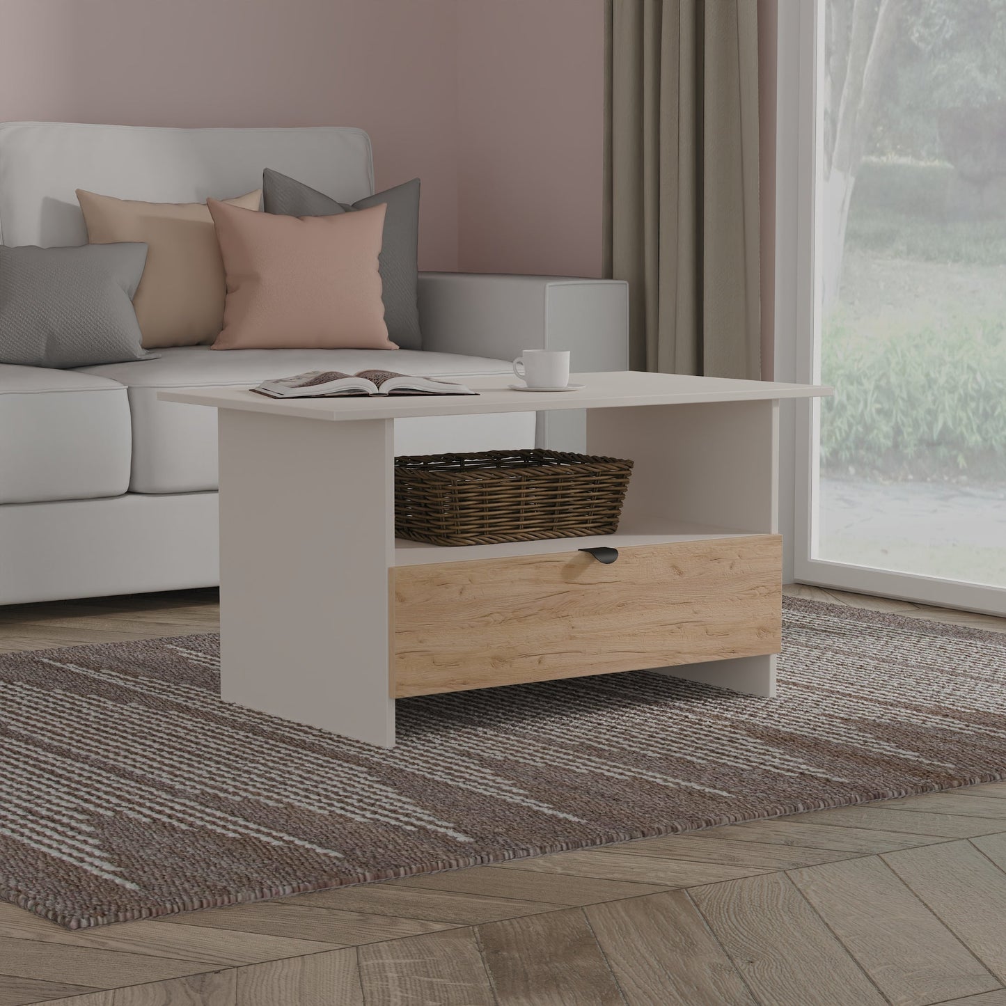 Bora Coffee Table Not Applicable 1 Shelf 1 Drawer 93cm