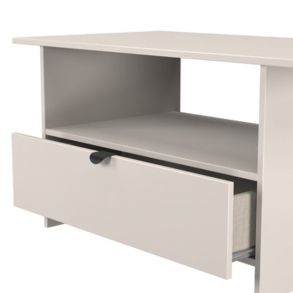 Bora Coffee Table Off-White 1 Shelf 1 Drawer 93cm